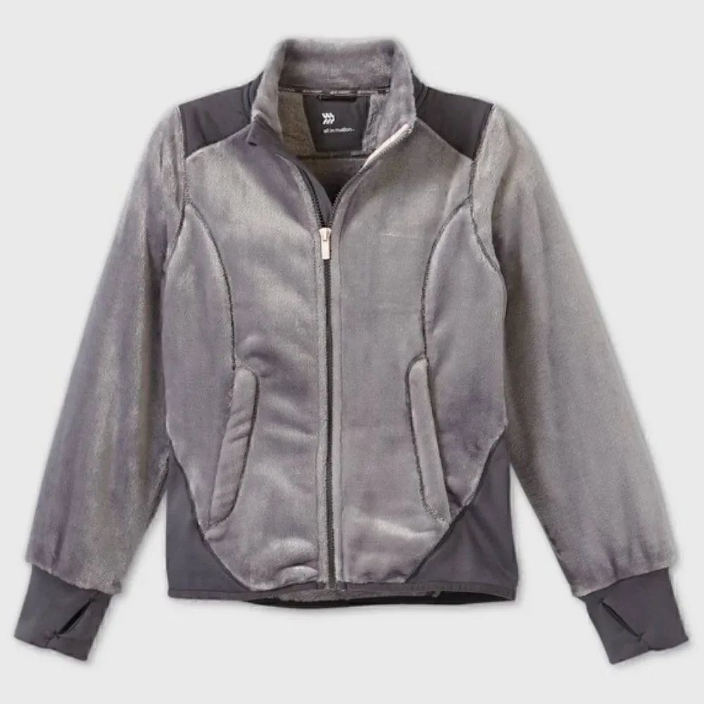 All in Motion Girls' Gray Fleece Jacket Sz S